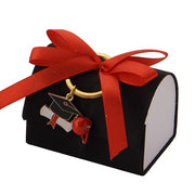 L'Arcolaio Scatola Box con Portachiavi Bomboniera 7 x 5 Cm Portaconfetti Laurea Nera 1 Pz