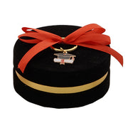 L'Arcolaio Scatola Box con Portachiavi Bomboniera D 10 x 4 Cm Portaconfetti Laurea Nero 1 Pz