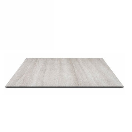 Piano tavolo HPL 70×70 cm sp. 10 mm finitura Travertino Plamky effetto pietra chiara, antigraffio. Made in Italy per bar e ristoranti