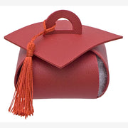 Linea Due Tocco Laurea Similpelle Rosso 9x9x6 cm – Cappello Laurea Decorativo per Bomboniere e Confetti Cf 12 Pz