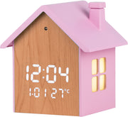 Lowell Orologio Casetta Sveglia Digitale a Led 9 x 10 x 7,5 Cm Rosa
