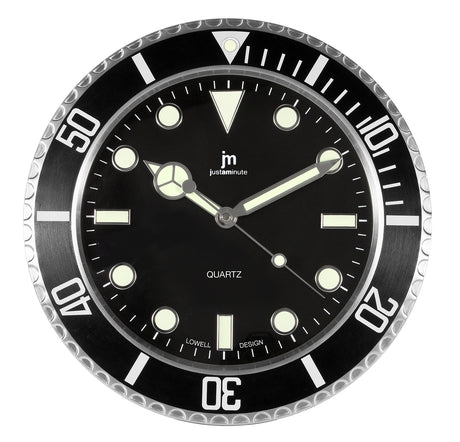 lowell lowell orologio da parete al quarzo cassa acciaio indici luminiscenti d 338 cm nero ean 8008457141613