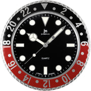 Lowell Orologio da Parete al Quarzo Cassa Acciaio Indici Luminiscenti D 33,8 Cm Rosso