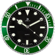 Lowell Orologio da Parete al Quarzo Cassa Acciaio Indici Luminiscenti D 33,8 Cm Verde
