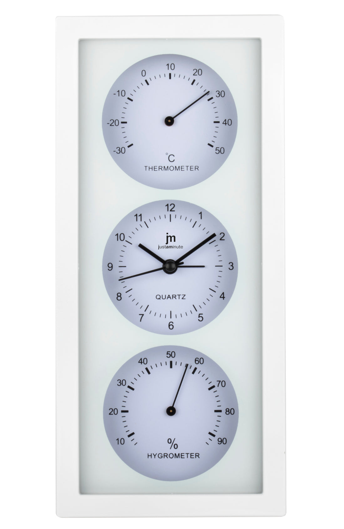 lowell lowell orologio da parete o appoggio con sveglia termometro e igrometro 12 x 26 cm ass bianco nero o grigio 1 pz ean 8008457153326