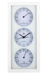 lowell lowell orologio da parete o appoggio con sveglia termometro e igrometro 12 x 26 cm ass bianco nero o grigio 1 pz ean 8008457153326