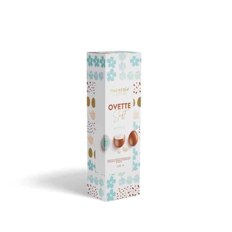 maxtris maxtris ovette di pasqua soft cioccolato bianco stagnolate in astuccio 200 gr ean 8022470871241