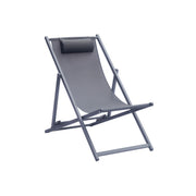 Moia Greenwood Sdraio Mare in Alluminio e Textilene Antracite – Lettino Spiaggia Regolabile Design Moderno