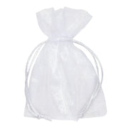 Piovaccari Bustina Organza Portaconfetti con Tirante Raso H 12 x 9 Cm Bianco 10 Pz