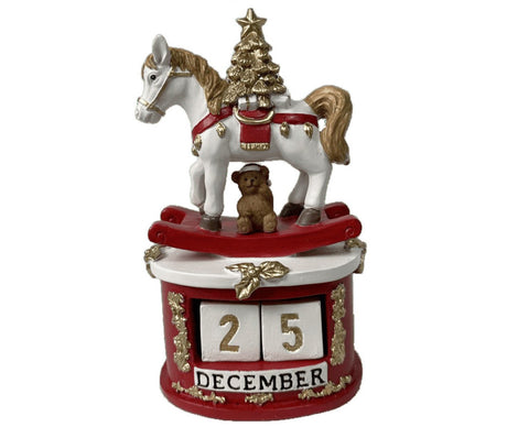 preziosa home preziosa home cavallo natale decorativo con calendario poliresina 12 x 9 x 20 cm scatola ean 8050264185939