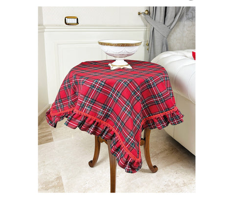 preziosa home preziosa home centrotavola natale in tartan con frill e pizzo 90 x 90 cm rosso ean 8050264186431