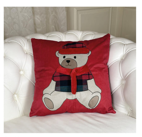preziosa home preziosa home cuscino arredo natale velluto ricamo gigante orso 45 x 45 cm rosso ean 8050264188800