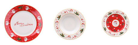 regalo italiano regalo italiano servizio piatti di natale porcellana 18 pz rosso bianco ean 8057586117082