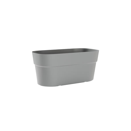Fioriera da esterno 78×38 H35 cm in plastica riciclata 100%, colore Fog Grey Grigio Chiaro. Resiste da −30° a +60°C, compensa CO₂.