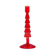 WD LifeStyle Potacandela in Vetro H 22 Cm Forma Albero di Natale Colore Rosso