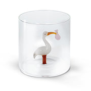 WD LifeStyle Bicchiere Vetro Borosilicato Cc 250 ml Decoro Cicogna Fagotto Rosa