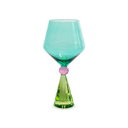 WD LifeStyle Calice per Gin Tonic in Verto Base Effetto Diamante Verde Azzurro