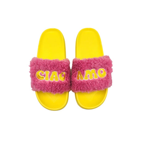 wd lifestyle wd lifestyle pantofole con strap decorazione ciao amo rosa giallo taglia ml ean 8055035686479