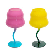 WD LifeStyle Set 2 Calici Cocktail 450 Ml Giallo petrolio, Rosa e Azzurro