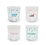 wd lifestyle wd lifestyle set 4 bicchieri in vetro 300 ml decoro scritte colorate ean 8055035685311