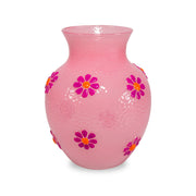 WD LifeStyle Vaso in Vetro con Decorazioni Esterne Rosa