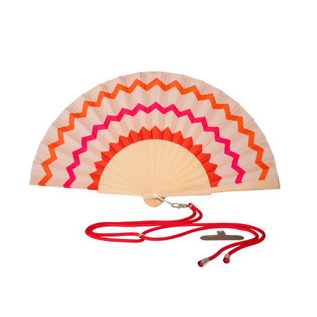 wd lifestyle wd lifestyle ventaglio in legno e tessuto decoro zig zag arancione rosa ean 8055035683416