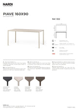 nardi nardi piave 160 x 90 tavolo rettangolare verniciato corda lamin materia corda ean 8010352555686