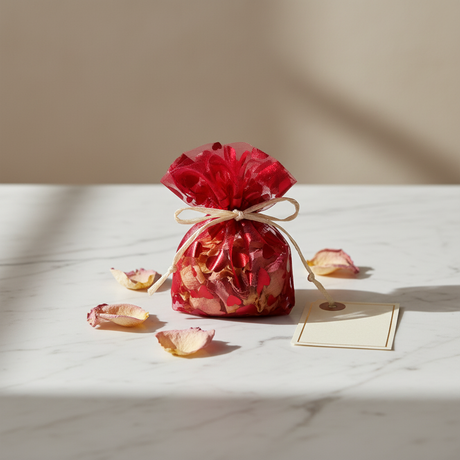 Alternativa 1 – Sacchetto su marmo con petali