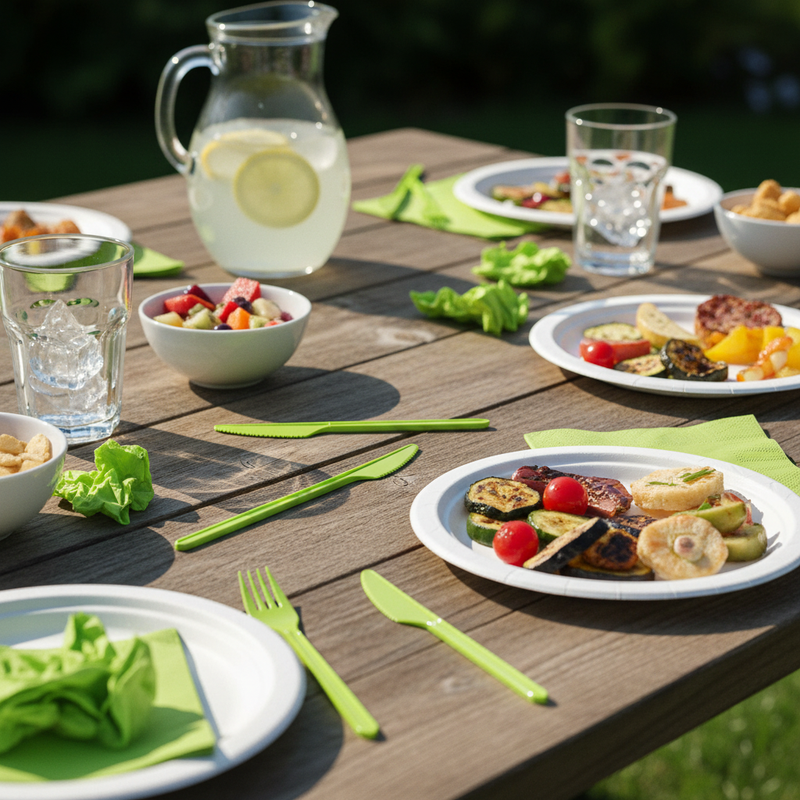 Coltelli monouso verde acido Dopla in plastica alimentare, conf. 20 pz: igienici, pronti all'uso. Ideali per feste, picnic e catering.
