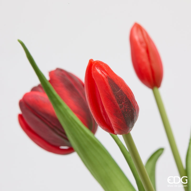 edg enzo de gasperi edg enzo de gasperi bouquete tulipano chiuso x4 h 40 cm con bocciolo rosso grenat ean 8059824612786