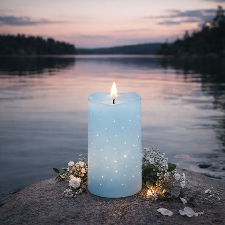 edg enzo de gasperi edg enzo de gasperi candela led starry con moccolo h 15 cm d 75 cm ip20 celeste ean 8059824475718