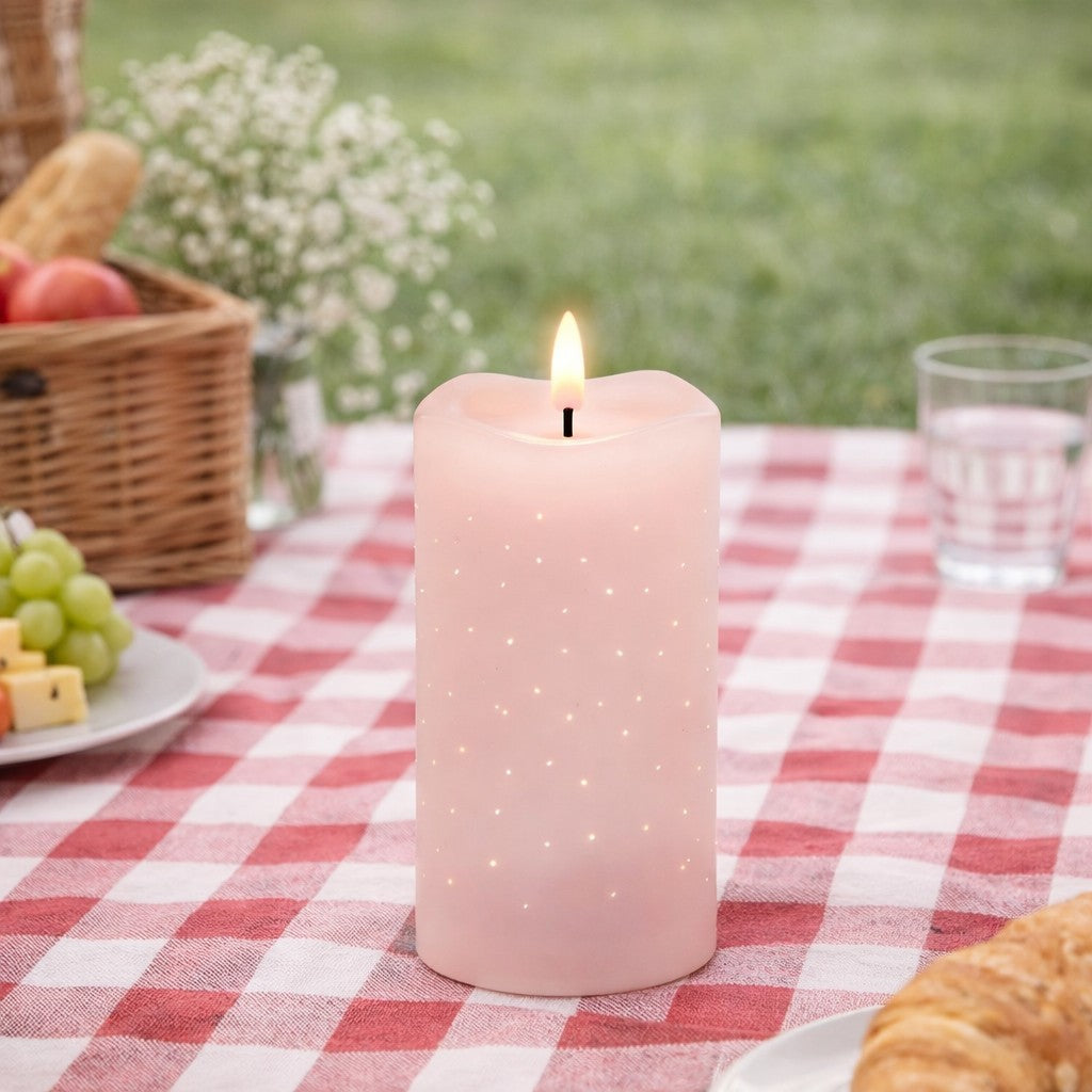 edg enzo de gasperi edg enzo de gasperi candela led starry con moccolo h 15 cm d 75 cm ip20 rosa chiaro ean 8059824475671