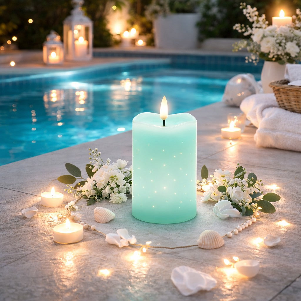 edg enzo de gasperi edg enzo de gasperi candela led starry con moccolo h 15 cm d 75 cm ip20 verde chiaro ean 8059824475695