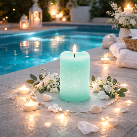 edg enzo de gasperi edg enzo de gasperi candela led starry con moccolo h 15 cm d 75 cm ip20 verde chiaro ean 8059824475695