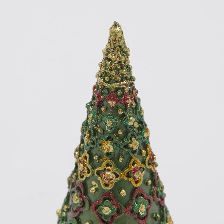 edg enzo de gasperi edg enzo de gasperi decoro decoglitter albero di natale cono h 18 cm d 65 cm poliresina verde oro ean 8059824433855