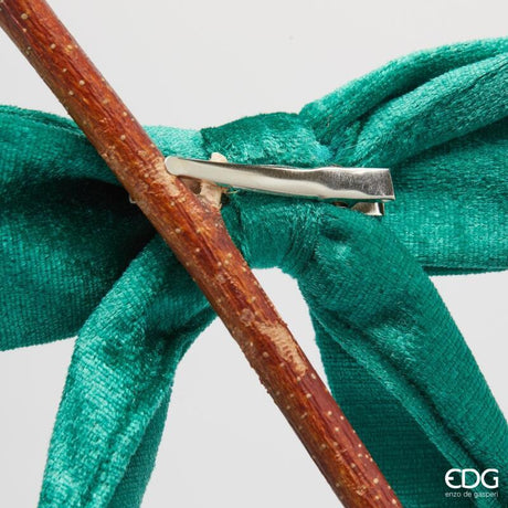 edg enzo de gasperi edg enzo de gasperi decoro fiocco di natale con clip h 30 cm l 13 cm velluto verde ean 8059824575852