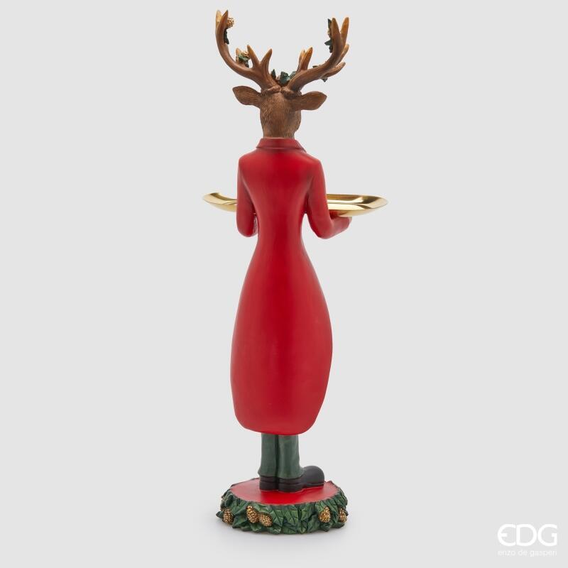 edg enzo de gasperi edg enzo de gasperi decoro renna natale maggiordomo con vassoio h 61 cm l 19 cm l 165 cm green red ean 8059824541253