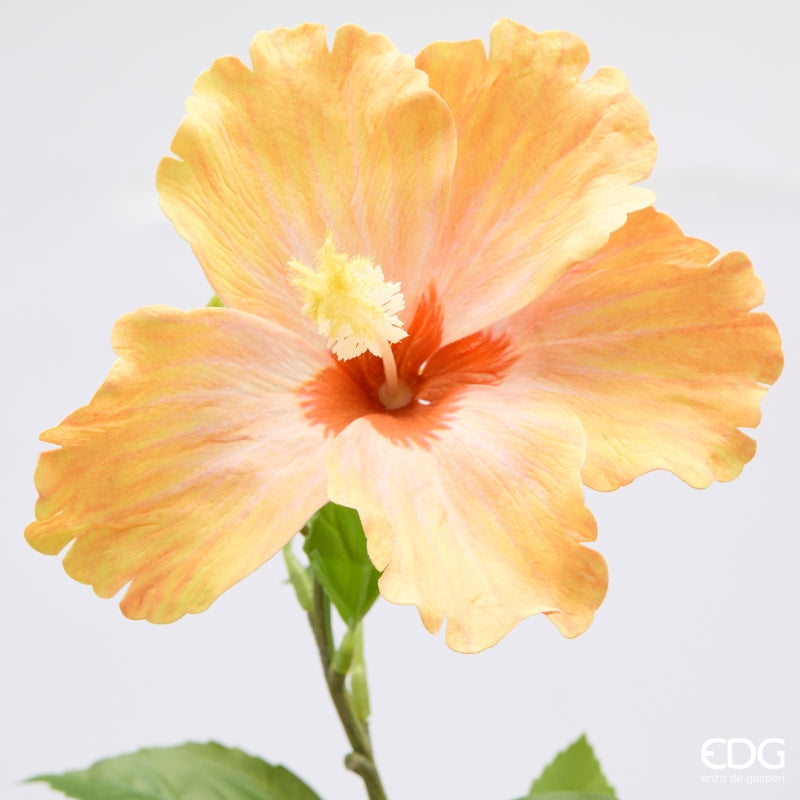 edg enzo de gasperi edg enzo de gasperi hibiscus ramo x4 con foglie pianta artificiale ass h 90 cm d 10 cm giallo o arancione 1 pz ean 8059824634429