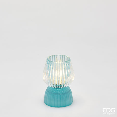 edg enzo de gasperi edg enzo de gasperi lampada da tavolo biforma a righe led h 13 cm d 9 cm ip20 celeste ean 8059824630414