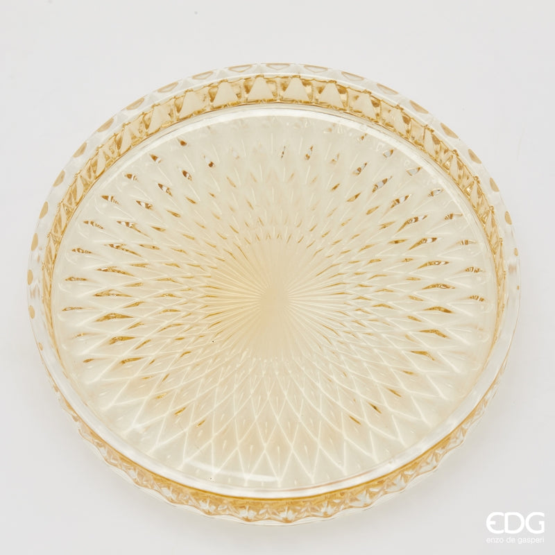 edg enzo de gasperi edg enzo de gasperi piatto decorativo micro quadretti rotondo h 25 cm d 16 cm vetro giallo ean 8059824610614