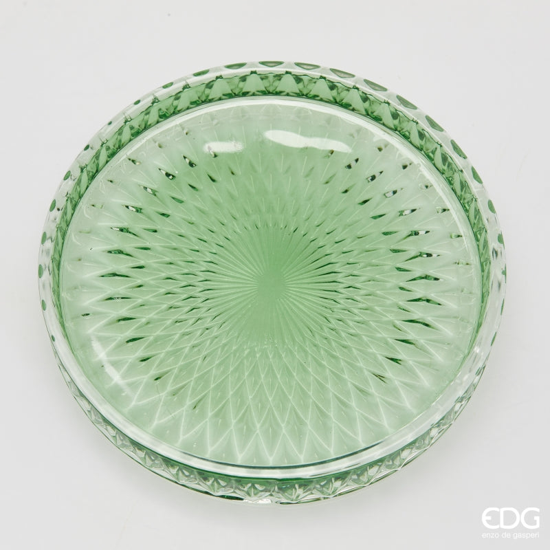 edg enzo de gasperi edg enzo de gasperi piatto decorativo micro quadretti rotondo h 25 cm d 16 cm vetro verde ean 8059824610652