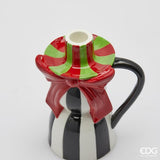 edg enzo de gasperi edg enzo de gasperi portacandela con fiocco natale h 18 cm l 14 cm l 10 cm white black ean 8059824552617