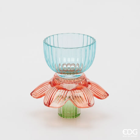 edg enzo de gasperi edg enzo de gasperi portacandela flower in vetro h 125 cm d 12 cm blu mix ean 8059824610041