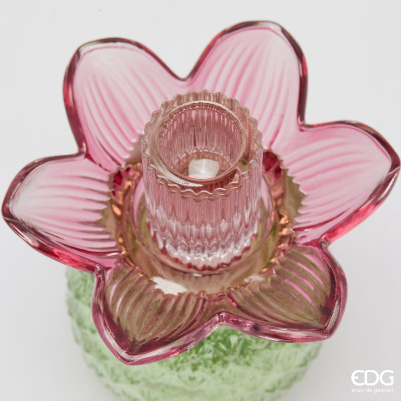 edg enzo de gasperi edg enzo de gasperi portacandela flower in vetro h 16 cm d 12 cm violet mix ean 8059824630339