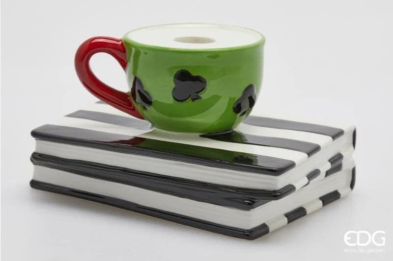 edg enzo de gasperi edg enzo de gasperi portacandela tazza libro h 10 cm l 17 cm l 14 cm natale white black ean 8059824552846