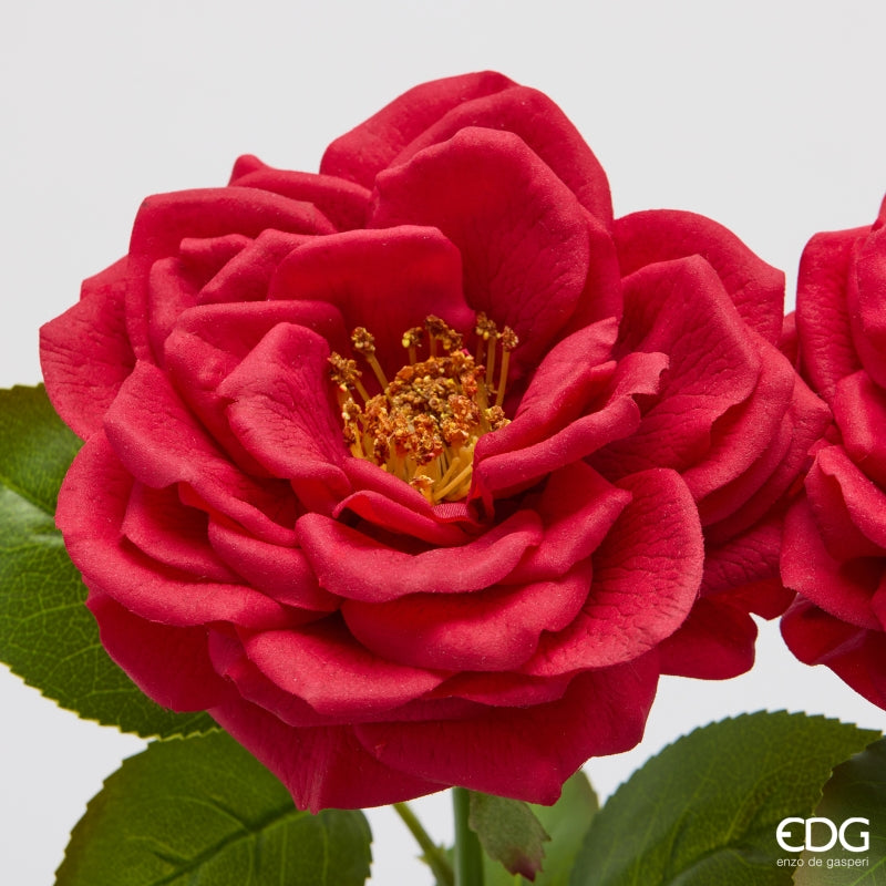 edg enzo de gasperi edg enzo de gasperi rosa ramo con foglie h 58 cm pianta artificiale rosso ean 8059824647429