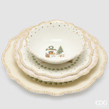 edg enzo de gasperi edg enzo de gasperi servizio piatti caminetto natalizio 24 pz ceramica bianco verde piano fondo dessert e ciotole ean 8059824668073