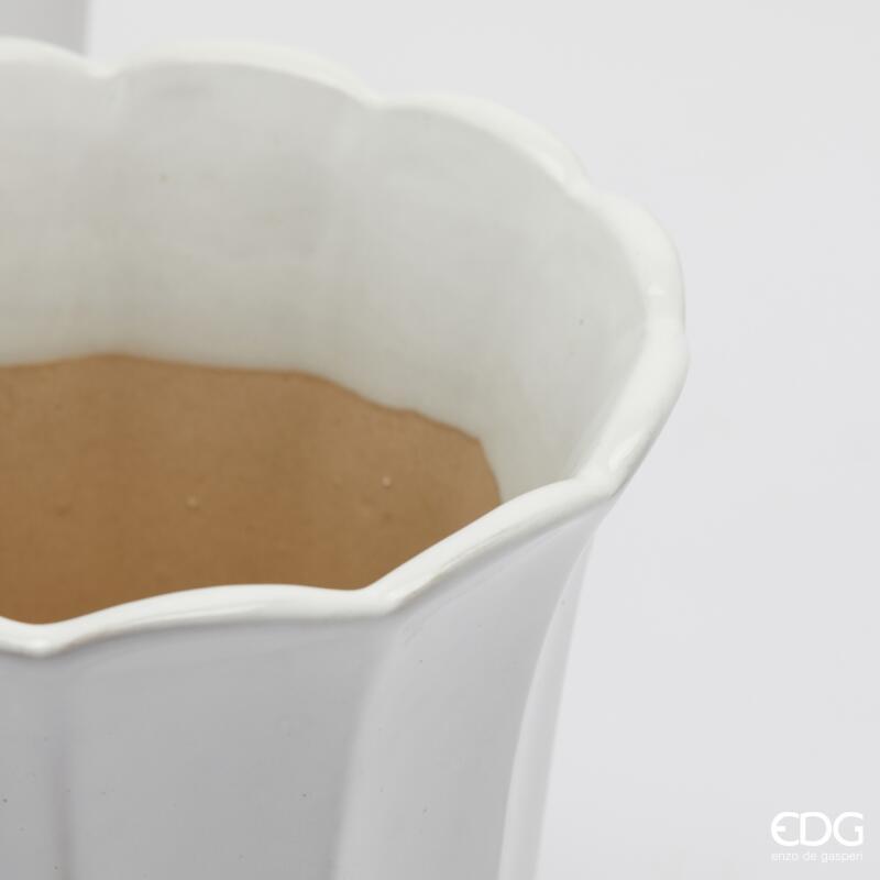 edg enzo de gasperi edg enzo de gasperi set 2 pz vaso cachepot bellflower h 19 cm h 14 cm ceramica bianca ean 8059824512765