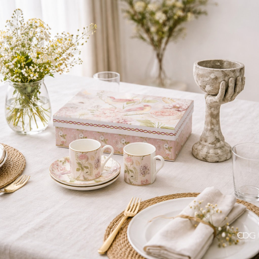 edg enzo de gasperi edg enzo de gasperi set 2 tazze caffe con piattini confezione regalo bianco rosa ean 8059824212979