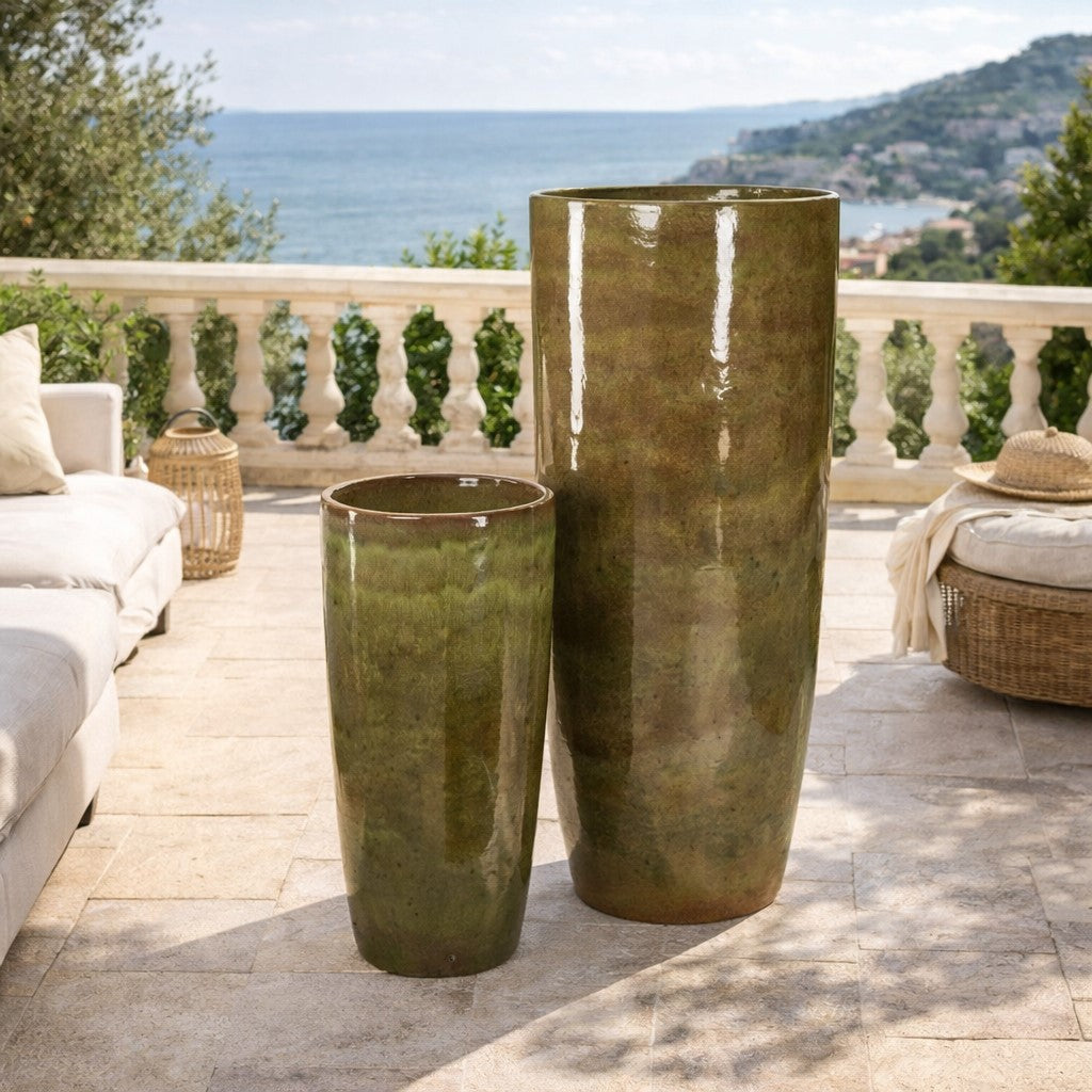 edg enzo de gasperi edg enzo de gasperi set 3 pz vaso glaze h 100 cm h 80 cm h 60 cm olive ean 8059824310736